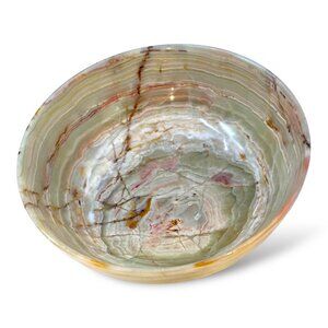 Large Green Onyx Bowl, 7.75" Diameter, Natural Stone, Geode Bowl (A)